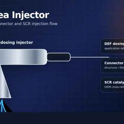 DEF urea injector technical diagram for dosing nozzle connector seal and SCR injection flow