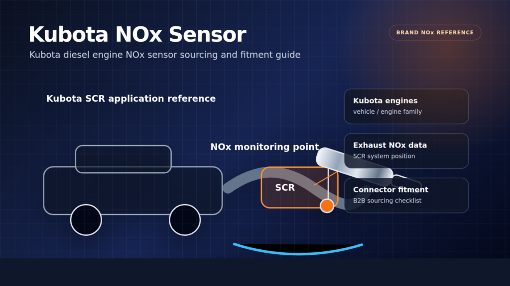 Kubota NOx sensor technical diagram showing diesel exhaust NOx data and connector fitment