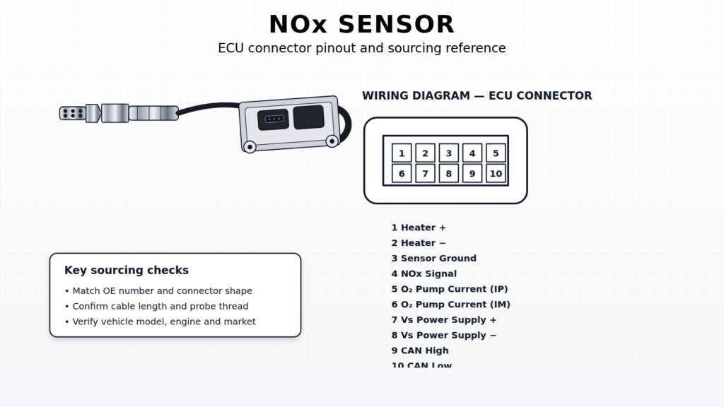 NOx sensor ECU connector wiring diagram and pinout reference
