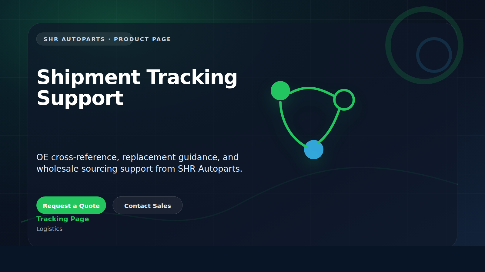 Shipment Tracking Support technical visual for SHR Autoparts Logistics B2B sourcing