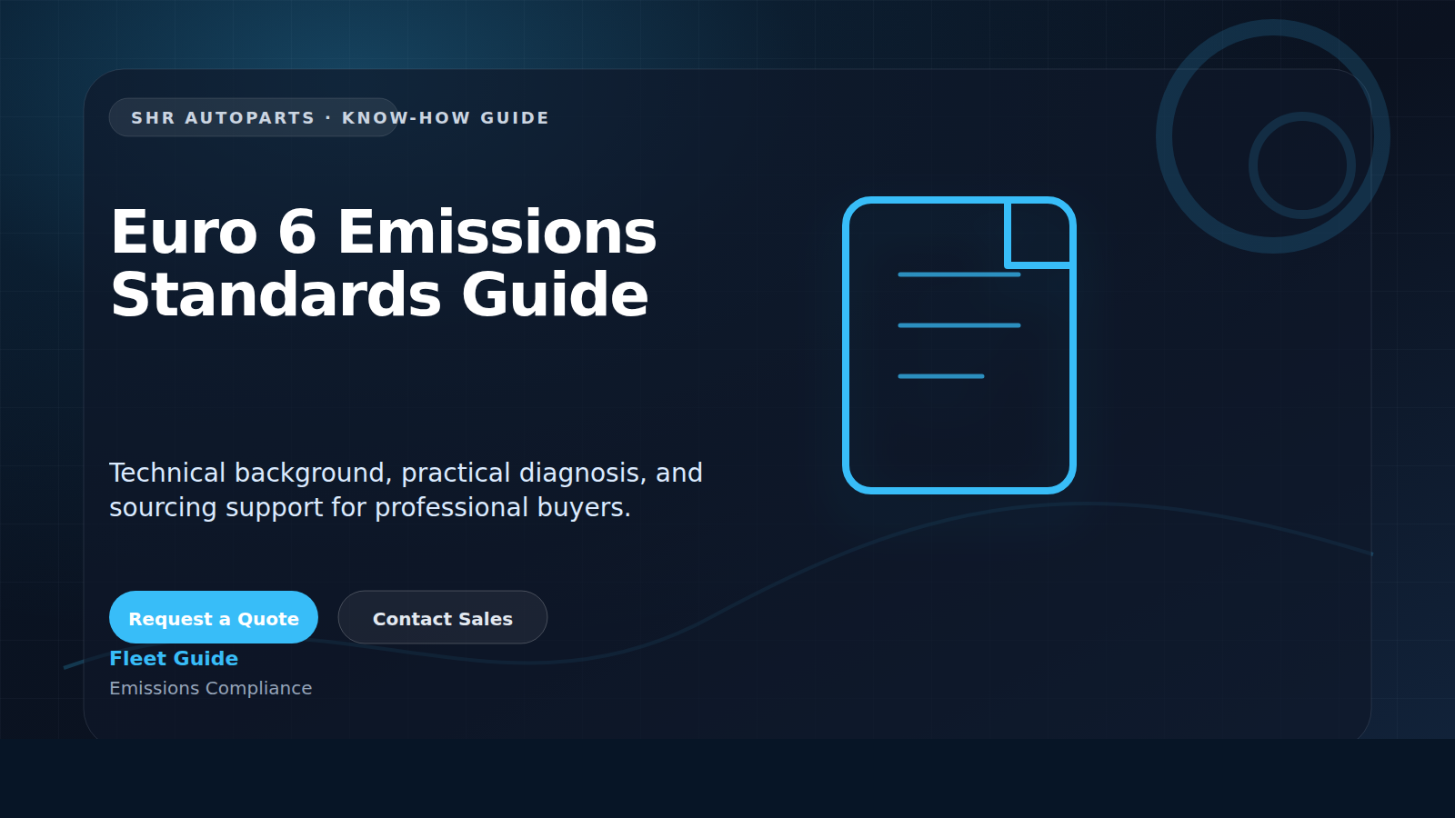 Euro 6 Emissions Standards Guide technical visual for SHR Autoparts Emissions Compliance B2B sourcing