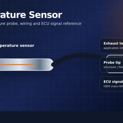 Exhaust temperature sensor technical diagram showing probe tip wiring and ECU signal reference